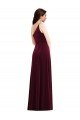 One Shoulder Spaghetti Strap Velvet Evening Maxi Dress with Pockets