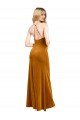 Halter Neckline Long Full Length Velvet Evening Dress with Strappy Back