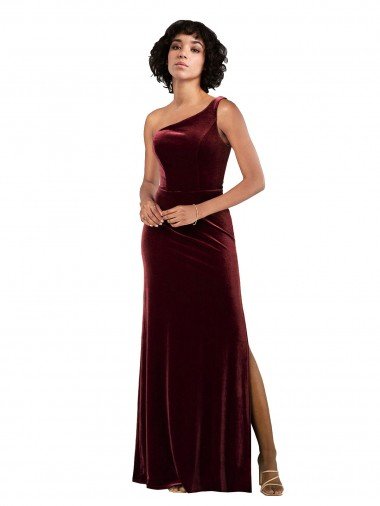 One Shoulder Floor-Length Velvet Evening Dress Canada