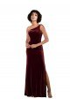 One Shoulder Floor-Length Velvet Evening Dress