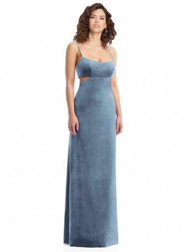 Spaghetti Strap Long Full Length Velvet Evening Maxi Dress Canada